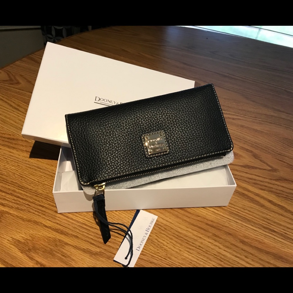 Dooney & Bourke Black Pebble Grain Foldover Wallet